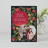 海軍のロシュ・ハシャナ ジュダイック・ニュー・イヤー 葉の写真 箔シーズンカード (立ち正面)