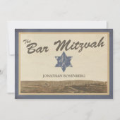 海軍のヴィンテージのエルサレムのバーの(ユダヤ教の)バル・ミツバーの招待状 招待状 (正面)