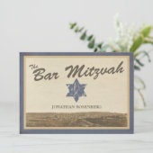 海軍のヴィンテージのエルサレムのバーの(ユダヤ教の)バル・ミツバーの招待状 招待状 (スタンド正面)