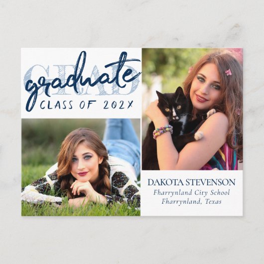 海軍の卒業証書 |ダークブルー2フォトキープサケ ポストカード (正面)