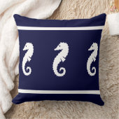海軍の大型白SEA HORSE沿岸生活 クッション (ブランケット)