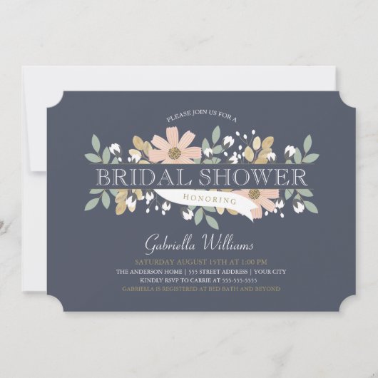 海軍の活気付くブライダルシャワー 招待状 (正面)