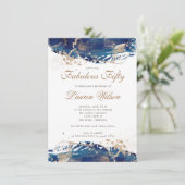 海軍の海の金ゴールド波の素晴らしい50歳の誕生日 招待状 (スタンド正面)