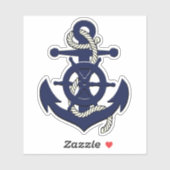 海軍の濃紺のシルエット 船のアンカー/ホイール シール (シート)