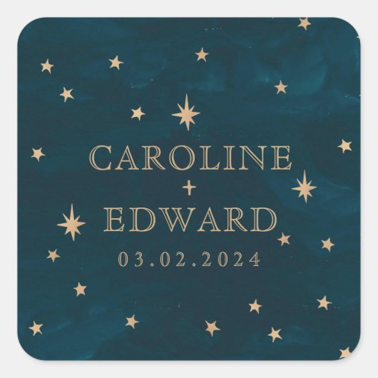 海軍の神秘的な金ゴールドスタームーン天文学結婚の スクエアシール (正面)