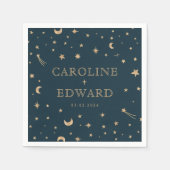 海軍の神秘的な金ゴールドスタームーン天文学結婚の スタンダードカクテルナプキン (正面)