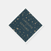 海軍の神秘的な金ゴールドスタームーン天文学結婚の スタンダードカクテルナプキン (角)