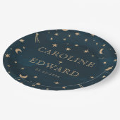 海軍の神秘的な金ゴールドスタームーン天文学結婚の ペーパープレート (アングル)