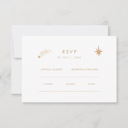 海軍の神秘的な金ゴールドスタームーン天文学結婚の 出欠カード (正面)