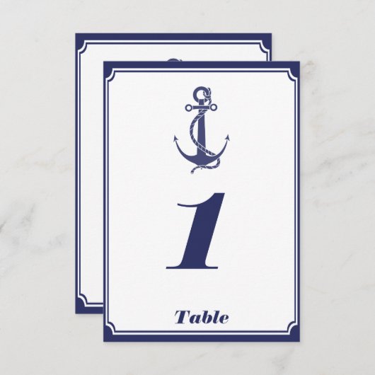 海軍の結婚式の招待状に描かれたアンカー 招待状 (正面/裏面)