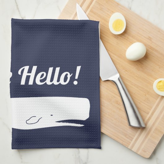 海軍の航海ので白いクジラこんにちは キッチンタオル (四つ折り)