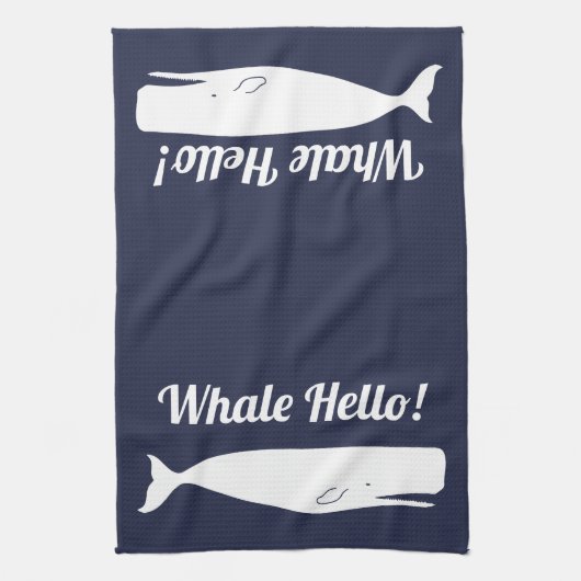 海軍の航海ので白いクジラこんにちは キッチンタオル (縦)