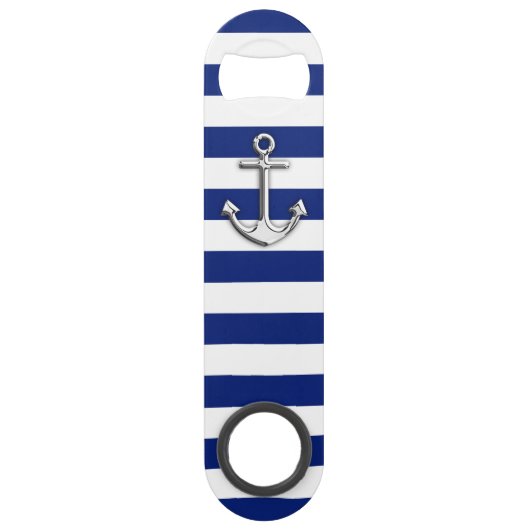 海軍の航海のなクロムいかりは縞で飾ります スピード栓抜き (正面)