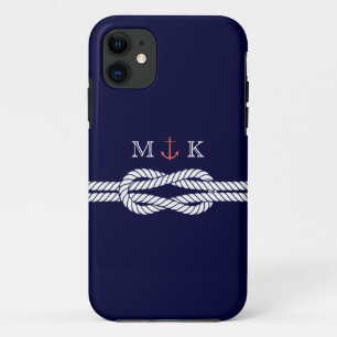 海軍の航海のなロープそしていかりのモノグラム iPhone 11 ケース