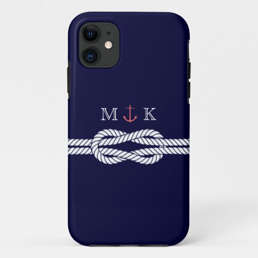 海軍の航海のなロープそしていかりのモノグラム Case-Mate iPhoneケース (裏面)