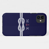 海軍の航海のなロープそしていかりのモノグラム Case-Mate iPhoneケース (裏面(横))