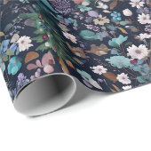 海軍の複雑なデザイナーフローラクリスマスツリー ラッピングペーパー (ロールコーナー)