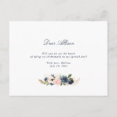 海軍の赤面フローラは私の花嫁カードになる インビテーションポストカード (裏面)