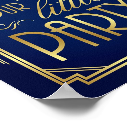 海軍の金ゴールドアールデコは我々の小さなパーティーへようこそ ポスター (角)