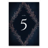 海軍の金箔バラ金ゴールドの植物的なエレガントな結婚式 テーブルナンバー (裏面)