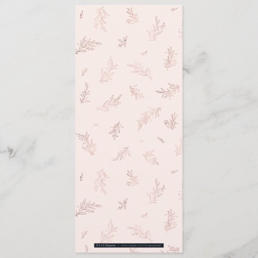 海軍の金箔バラ金ゴールドの植物的なエレガントな結婚式 メニュー (裏面)