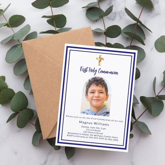 海軍の青い写真のアーチが最初の聖餐式をクロス 招待状