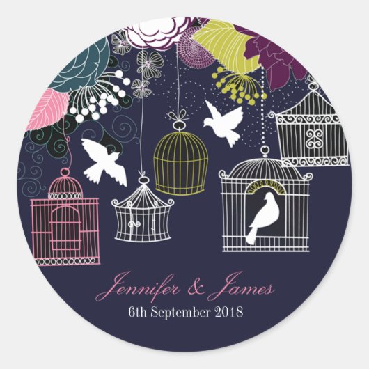 海軍の鳥かごケージは結婚式の好意を行う ラウンドシール (正面)