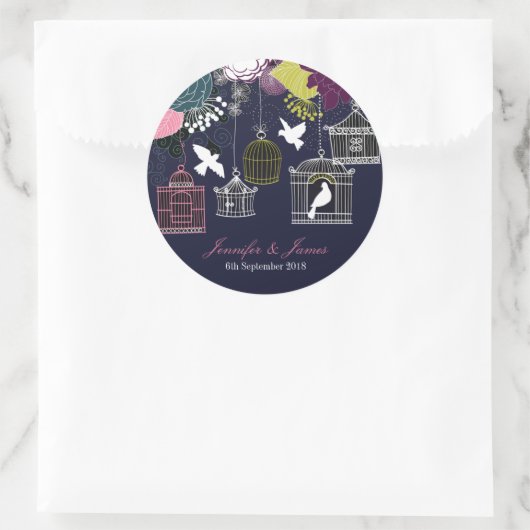 海軍の鳥かごケージは結婚式の好意を行う ラウンドシール (バッグ)
