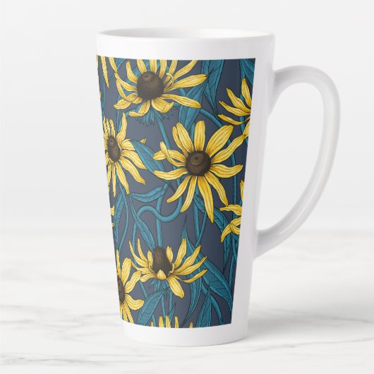 海軍の黄色のRudbekia カフェラテマグ (右)