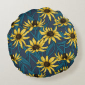 海軍の黄色のRudbekia ラウンドクッション (裏面)