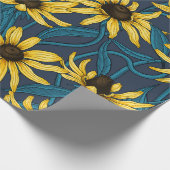 海軍の黄色のRudbekia ラッピングペーパー (角)