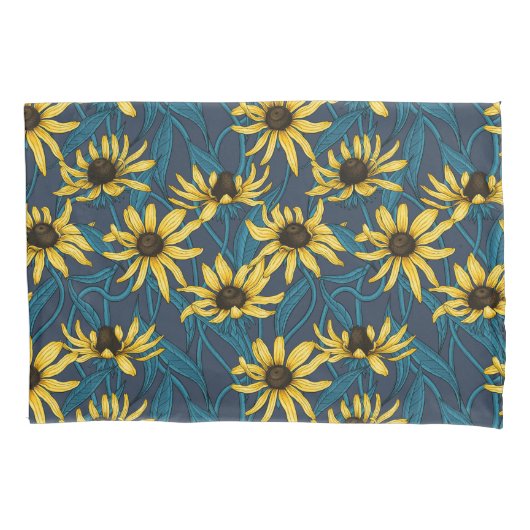 海軍の黄色のRudbekia 枕カバー (正面左)