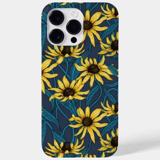 海軍の黄色のRudbekia Case-Mate iPhoneケース (裏面)