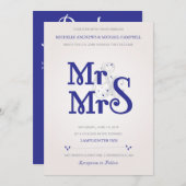 海軍のAmperstandの花の結婚式招待状 招待状 (正面/裏面)