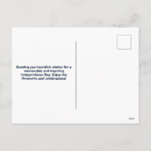 海軍はっきりしたと赤愛国花火とロケット シーズンポストカード (裏面)