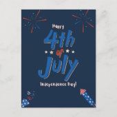 海軍はっきりしたと赤愛国花火とロケット シーズンポストカード (正面)