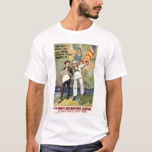 海軍は必要とします! 歴史を読まないで下さい-それを作って下さい! Tシャツ