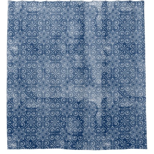 海軍ろうけつ染めのシャワー・カーテン シャワーカーテン (正面)