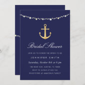 海軍アンカー ブライダルシャワー 招待状 ネイビー ゴールド (正面/裏面)