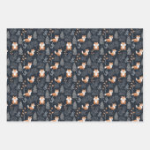 海軍エレガントと茶色の森林冬の動物 ラッピングペーパーシート (正面3)