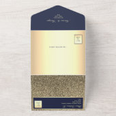 海軍エレガントと金ゴールド結婚ズ オールインワン招待状 (外側)