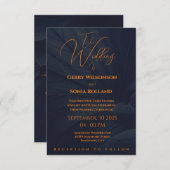 海軍エレガントと金ゴールド結婚ズ 招待状 (正面/裏面)