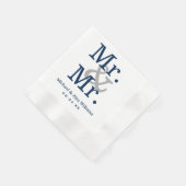 海軍エレガントグレイ氏のモノグラム結婚 縁ありカクテルナプキン (角)