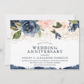 海軍エレガントフローラ金ゴールド結婚赤面記念日 招待状 (正面)