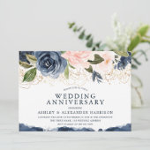 海軍エレガントフローラ金ゴールド結婚赤面記念日 招待状 (スタンド正面)