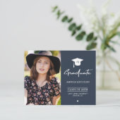 海軍エレガント写真卒業招待状 ポストカード (スタンド正面)