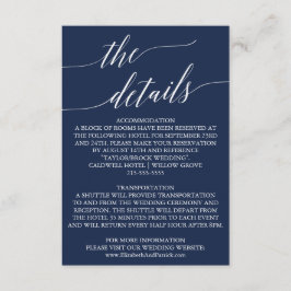 海軍エレガント書道の結婚詳細カード エンクロージャーカード