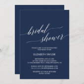 海軍エレガント書道ブライダルシャワー 招待状 (正面/裏面)