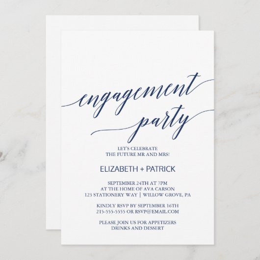 海軍エレガント書道婚約パーティ 招待状 (正面/裏面)