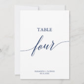 海軍エレガント書道表4つの表番号 招待状 (裏面)